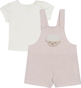 Conjunto Fem Blusa e Jardineira Ovelhinha Rosa M - Nini e Bambini
