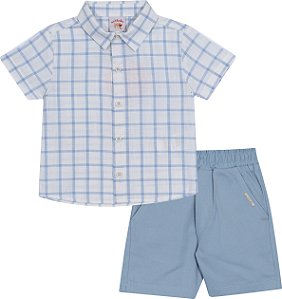 Conjunto Masc Camisa Estampa Costas e Bermuda Azul 01 - Nini e Bambini