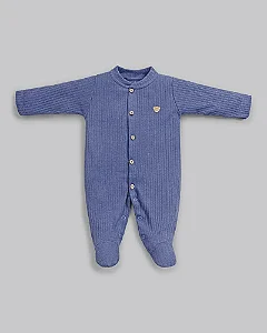 Macacão Masc Canelado c/ Botões Azul Escuro - Anjos Baby