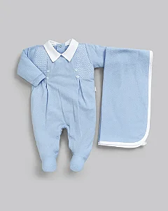 Saída Maternidade Masc c/ Gola e Bordado P - Anjos Baby