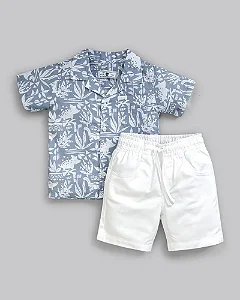 Conjunto Masc Camisa Estampa Dinossauros e Bermuda Branca 01 -  Anjos Baby