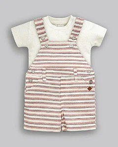 Conjunto Masc Camiseta Off e Jardineira Listrada M - Anjos Baby