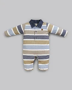 Macacão Masc c/ Gola Listrado RN - Anjos Baby