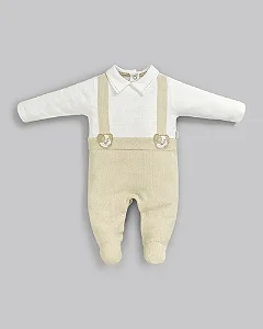 Macacão Longo Masc Off White Cachorrinhos P - Anjos Baby