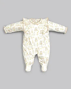 Macacão Fem Longo Babados Ursos RN - Anjos Baby