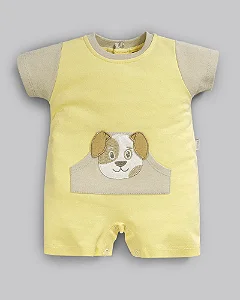 Macacão  Curto Masc Suedine Amarelo P- Anjos Baby