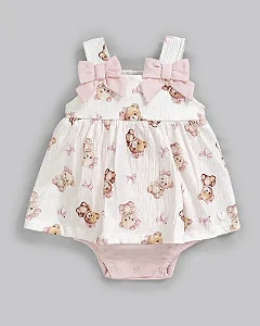 Vestido Body Rosa Ursinhas M - Anjos Baby