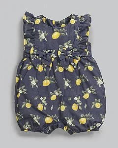 Macacão Curto Fem Limão Siciliano Azul P - Anjos Baby