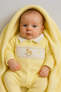 Saída Maternidade Masc Amarelo P - Anjos Baby