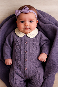 Saída Maternidade Fem Lavanda C/ Gola Bordada - Noruega