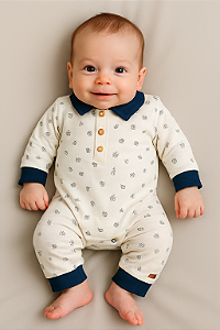 Macacão Masc Piquet Estampa Tubarão P - Anjos Baby