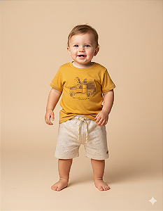 Conjunto Masc Camiseta Safari e Bermuda Moletom Linho 01 - Nini e Bambini
