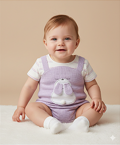 Body Fem Lavanda Coelhinho M - Nini e Bambini