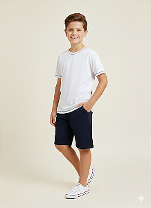 Conjunto Masc Camiseta Branca Rotação e Bermuda Azul 12 - Jaca Lelé