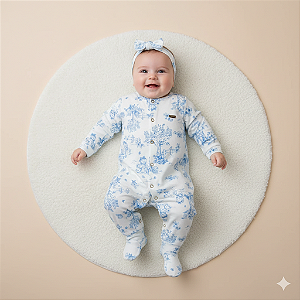 Macacão Fem C/ Faixa Jardim Bluewood Creme - Grow Up