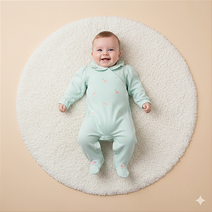 Macacão Fem Family Time Verde c/ Florzinha - Grow Up