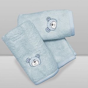 Kit Paninho de Boca Laço Bebê Babitas Bordado Urso Azul - Laço Bebê