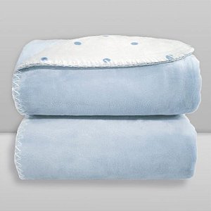 Manta Laço Bebê Dupla Face Poá Azul - Laço Bebê