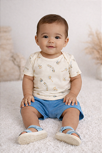 Conjunto Masc Body Off White Brinquedos e Bermuda Azul M - Nini e Bambini