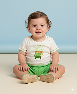 Conjunto Masc Body Off e Bermuda Verde Vamos a Praia M - Nini e Bambini