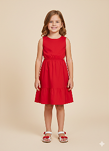 Vestido Rodado C/ Abertura na Cintura Vermelho - Nini e Bambini
