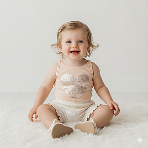 Conjunto Fem Body  Amor e Short Off White M - Nini e Bambini