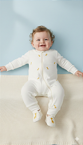 Macacão Masc Off White Girafinhas - Nini e Bambini