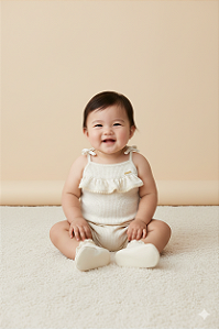 Macaquinho Curto Fem c/ Alça Off White M - Nini e Bambini