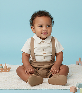 Conjunto Masc Body Palha e Short C/ Suspensório M - Nini e Bambini