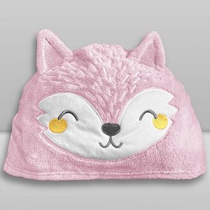 Toalha de Banho c/ Capuz Power Sec Raposa Rosa - Laço Bebê