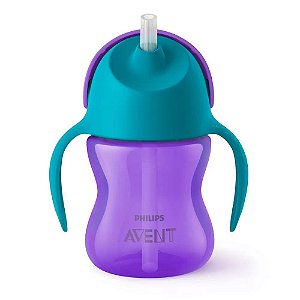 Copo Philips Avent Com Canudo - Dinossauro Roxo E Azul - 200Ml *