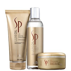 Kit SP System Professional Luxe Oil Keratin Restore Trio (Shampoo+Condicionador+Máscara)