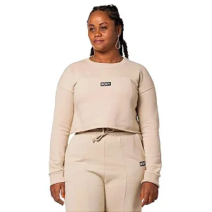 Moletom Roxy Care Cut Off Pull Over Areia - Bege