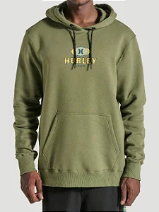 Moletom Canguru Verde Militar Estampado Hurley Retrô Waves
