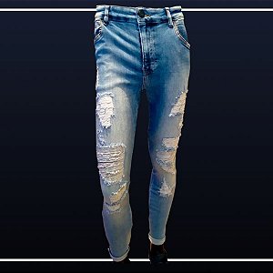 Calça Jeans Skinny - Rasgada, Azul Claro - Hughes