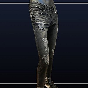 Calça Jeans Skinny - Rasgada, Preta - Calvin Klein Jeans