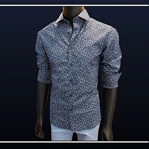 Camisa Casual - Estamapada Azul - Hughes