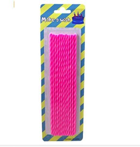 Vela Espiral Fina - Branco/Rosa - 24 Unds