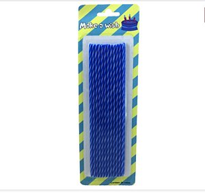 Vela Espiral Fina - Branco/Azul Royal - 24 Unds