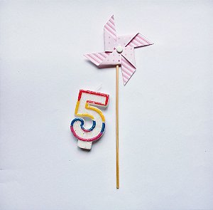 Casadinha Festa Aniversário - Topo Catavento + Vela para Bolo - 2 Itens
