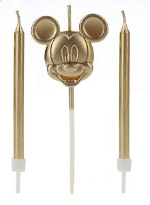 Vela Disney - Mickey + Vela Palito - Dourada - Und
