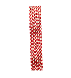 Canudo de Papel Quadriculado Vermelho e Branco - 20 Unds