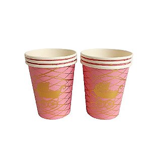 Copos de Papel Rosa Carrinho Bebê - 10 Unidades