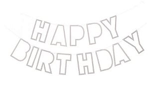 Varal Decorativo - Happy Birthday - Prata Vazado - Und