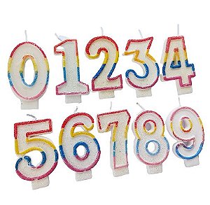 Vela Basic Glitter - Do 0 ao 9