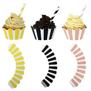 Wrappers para Cupcake Listrados  - 12 unds