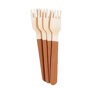 Garfo de Madeira Marrom  14cm - 10 unds