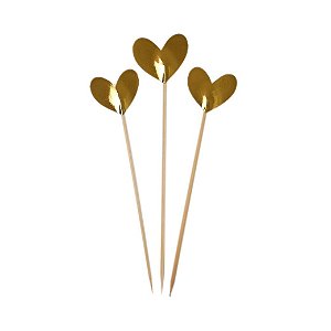 Topo de Bolo Trio de Corações - Dourado - Golden