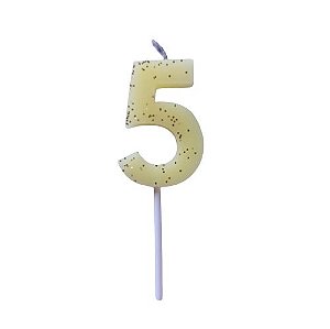 Vela Volumosa Glitter - 7cm - Amarela - 1 und