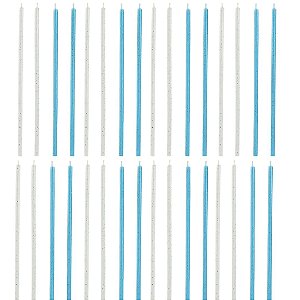 Vela longa com Glitter Azul ou Branca  - Na Unidade
